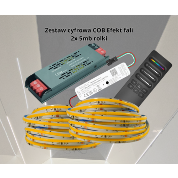 Zestaw 10mb Taśma LED CYFROWA COB 24V WS2811 IC biała dzienna, Sterownik Super Slim